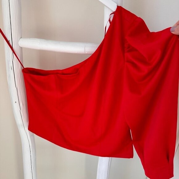 Sugarlips Such a Betty One Shoulder Red Top SZ M - Picture 4 of 14